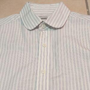 Topman White and Blue Striped Casual Shirt